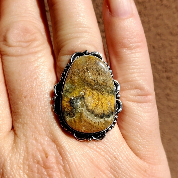 New Bumblebee Jasper 925 Silver Ring. - Picture 7 of 12